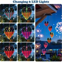 American Flag Solar Wind Chimes For Outside Color Changing 6 LED Wind Chime Lights Heart Hanging Solar Lights Windchimes Outdoors  For Porch, Garden, Patio, Party, Yard, Window Halloween Christmas New Year - Crystal Solar Wind Chime - View 9