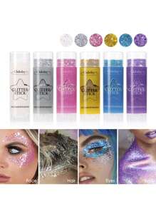 1PC/3PCS/6PCS Holographic Glitter Gel, Long-Lasting Waterproof And Sweat-Proof Party Glitter, Suitable For Stage Performances, Dazzling, Mermaid Theme Holographic Thick Glitter Festival Carnival Accessories