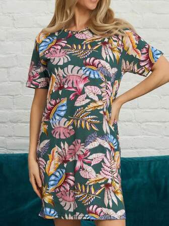 Women's Home Daily Casual Bohemian Full Body Flower Print Fashion Short Sleeve Dress