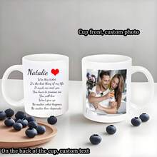 定制咖啡杯，带有手写文字/照片设计，独特的创意厨房和餐厅饮具，适合作为送给家人、朋友、同事和最亲近的人的结婚纪念礼物，可重复使用，11盎司/15盎司，白色和黑色 - 多顏色 - 查看 9