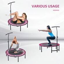 45 Fitn Trampoline With Adjustable Handle Folding Rebounder Trampoline Mini Jumper For Indoor Exercise Workout Port Up To 100kg - Pink - View 7