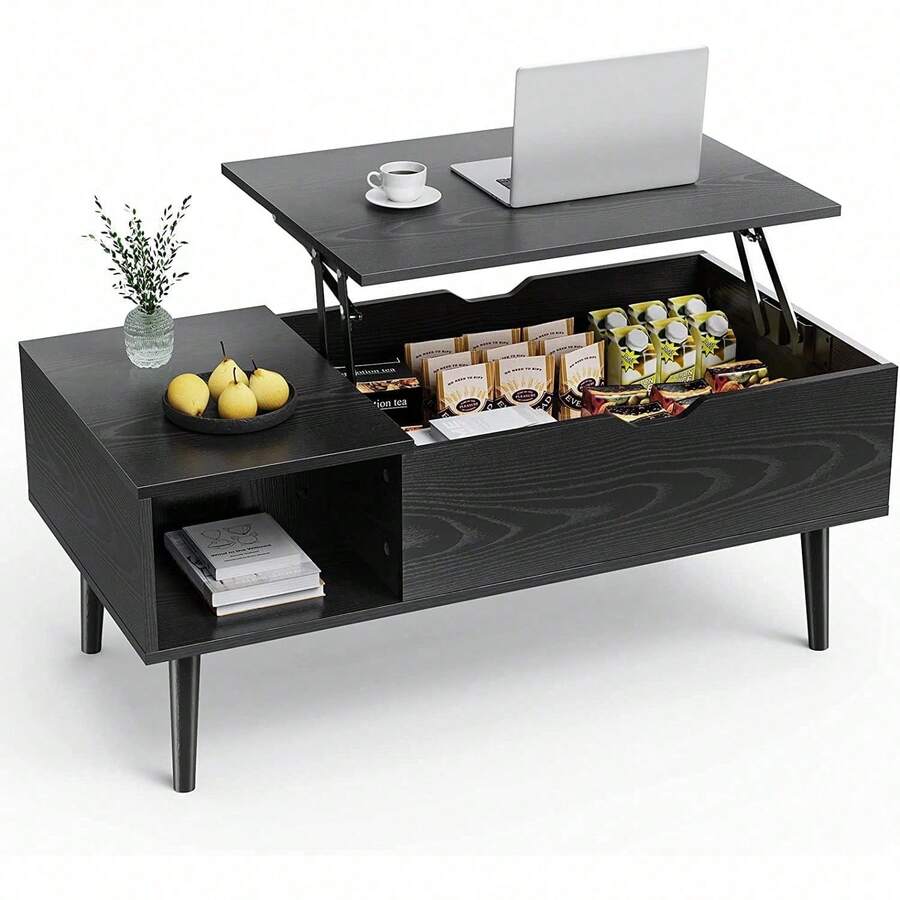 Edx Adjustable Height Wooden Coffee Table With Hidden Compartments And ...