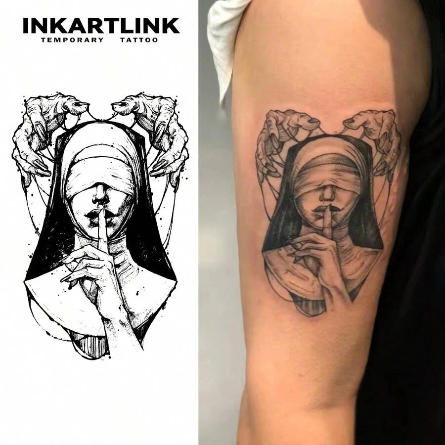 INKARTLINK 革命性技术纹身，半永久纹身，逼真纹身，木偶女孩，心形纹身，临时纹身，防水，逼真纹身外观，小众设计纹身，果汁纹身，植物纹身