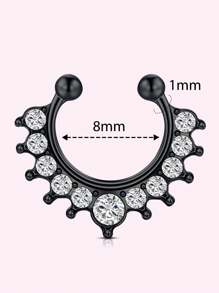CIZME Different Style Nose Ring, Black Red Nose Ring Septum Horseshoe Earring Eyebrow Lip Helix Tragus Cartilage Piercing Ring, Mustache Shape Nose Piercing, Tongue Ring, Fake Nose Ring CZ African Nose Cuffs, Nose Rings Clip On Nose Jewelry For Woman Gift For Party