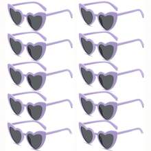 10 件/套糖果色心形时尚眼镜，男女通用设计，适合婚礼、派对、音乐节、音乐会、夏季海滩度假礼物、户外、旅行太阳镜，适合音乐节的派对风格心形镜框