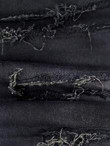 Men's Slim Fit And Slimming Creative Tassel Decoration Straight Jeans, Men's Casual Stretch Street Style Hip-Hop Skateboard Rap Jeans All Seasons - 黑色 - 查看 8