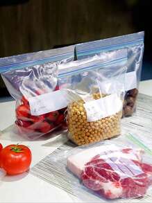 15pcs/20pcs/30pcs Reusable Food Storage Bags, Suitable For Kitchen Vegetables, Fruits, Grains, Multi-Size Fridge Vacuum Seal Bags (Bag Pattern Randomly Sent), Outdoor, Camping