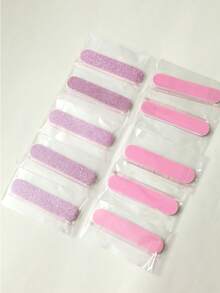 10 包闪光粉色两用一次性迷你指甲锉套装用于美甲打磨抛光缓冲指甲锉块专业美甲套装（粉色）