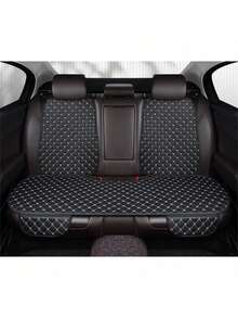 3pcs Set New Comfortable Nappa Leather Universal Car Seat Cushions, With Star Embroidery Backrest And Non-Slip Design, Suitable For All Seasons