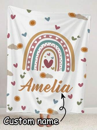 1pc Personalized Blankets For Girls Custom Blanket With Name Soft Bed Throw Blanket Customized Gifts For Birthda Shower,Fuzzy Blanket, Super Soft, Fluffy And Warm Blankets For Couch, Bed, All Season Use, Mother's Day Gifts, 8 Sizes, Gift Child, Children, Kids, Boy, Girl, Unique Ideal Gifts, 1st Birthday Keepsake, Him/Her, Family, Friends, Son, Daughter, Anniversaries, Children'S Day