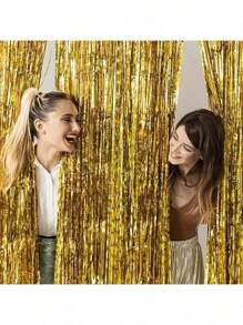 2 pièces Décoration pour fête d'anniversaire, gland à paillettes dorées ondulées, convient pour les festivals, les fêtes, les décorations, les arrière-plans photo, les décorations de fête, les fournitures de fête