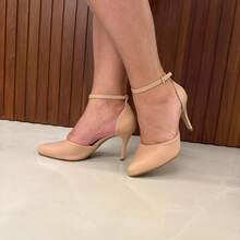 Show Show Scarpin Salto Alto de Fivela Sapato Sandalia Bico Fino Stilleto - Rosê - Visão 5