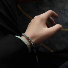 One Chain Bracelet, Male, Men's Stainless Steel Black Bracelet, Metal Chain Bracelet, Simple Sports Twisted Chain Bracelet, Personalized Chain Bracelet, Stainless Steel Jewelry Gift, Suitable For The Stainless Steel Jewelry Gift He Gave Him