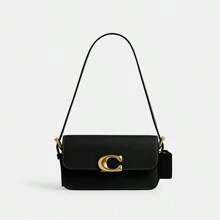 Coach Bolso de hombro de piel auténtica para mujer, tipo cartera, color negro, con cierre magnético.