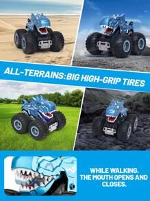 1 Stück ferngesteuertes Dinosaurier Auto Spielzeug, 2,4 GHz Geländemonster-Truck mit Licht & Sound, Sprützfunktion, für drinnen & Outdoor, Dinosaurier Auto Spielzeug für Kinder, wiederaufladbares RC Auto Spielzeug, geeignet für 6-12 jährige Jungen & Mädchen als Weihnachts-, Halloween-, Geburtstagsgeschenk