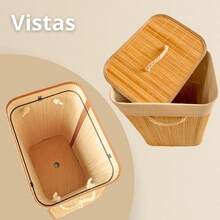 Bamboo Laundry Basket Foldable Lined Organizer Bathroom Large Rectangular Dirty Clothes Hamper - 竹子 72L - 查看 5
