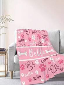 Manta personalizable con estampado de huella de mascota en colores vibrantes - Suave, cálida y ligera de franela para sofá, cama, viaje, campamento, oficina - Personalizada con nombre, impresión digital para todas las temporadas, lavable a máquina y acogedora. Regalo ideal personalizado y único para familia, mascotas, dormitorio, sala de estar, sala de té, sofá