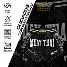 Muaythai Dragon Thai Short Unisex Premium Thai Short New Release - 黑與白 - 查看 5