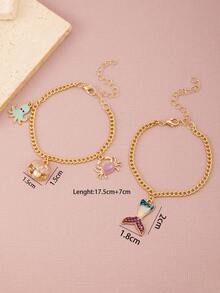 1 Set Of 2 Pieces Summer New Ocean Style Gold Alloy Shell, Crab, Octopus Women Ankle Chain, Suitable For Beach Holiday - Multicolor - View 4