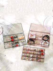 1pc Transparent 28-Compartment Jewelry Storage Box, Earrings, Rings, Ear Stud Box, Plastic Compartment Organizer Box For Bead, Rings, Jewelry, Screws, Handicraftstravel Essentials Vacation Summer Holiday Back To School School Stuff Bag For School Travel Bag For Women Makeup Bag For Travel - Multicolor - View 5