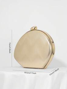 Women's Minimalist Chic Gold PU Ripple Design Box-Shaped Evening Clutch, Suitable For Banquet, Wedding, Formal Party, Prom, Bridal Accessories, Chain Strap, Random Texture , Gold Bag - Gold - View 4