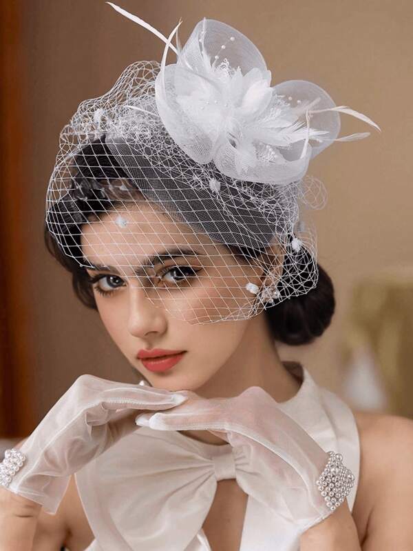 1 pièce Chapeau de Fascinator blanc Chapeau en forme de pillbox pour les années 20 Chapeau de thé Chapeau de Kentucky Derby Accessoire de mariage pour femme Petits chapeaux Mini haut-de-forme Mini casquette