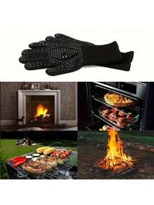 1只耐热隔热手套，阻燃耐热，最高耐温800°C，适用于烤箱、壁炉、烧烤等场所 - 查看 2