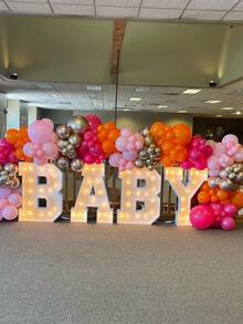 60pcs Pink Orange Latex Balloons, 60 Pieces 12 Inch Light Pink & Hot Pink Orange Color Ribbon Balloons, Suitable For Holiday Party, Birthday, Tropical Party Decoration - Multicolor - View 7