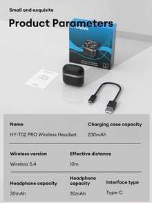 HYUNDAI 现代 HY-T02PRO 极简蓝牙耳机，高清立体声，超长电池寿命，IPX5 防水，低延迟音乐和游戏，麦克风，佩戴舒适，被动降噪，无线耳塞兼容智能手机和平板电脑 - 白色 - 查看 10