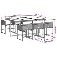 vidaXL Set da Pranzo da Giardino 7 pz con Cuscini in Polyrattan Grigio - Grigio - Visualizzare 8