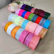1 Roll 4cm Wide 45m Length Luxury Tulle Ribbon Bowknot Organza Fabric Flowers Gift Wrapping Sewing Accessories, For Birthday Party, Bridal Wedding, Holiday Gift, Rainbow Sheer Organza Ribbon, Width 1.57 Inch, Length 45m, Multi-Color, Suitable For DIY Rose, Fresh Flower Gifts Packaging, Wedding Party Bows, Applicable For Bouquets, Hair Accessories, Christmas And Easter Party Decoration, Valentine's Day Gift Wrapping, Bohemian Style, Wedding Ceremony Venue Decor, Bridal Shower