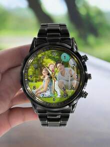 1 Pc, Custom Men's Business Watch, Personalised Photo Dial, Waterproof Alloy Watch, Customize Your Own Watch With Pictures And Words. Customised Fashion Men's Quartz Watch, Non-Mechanical Watch, Suitable For Both Men And Women, High End Gift. This Fashion Watch Is Suitable For Mums, Wives, Dads, Husbands, Boyfriends And Girlfriends To Express Your Love On Holidays Or Birthdays.