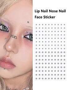 160 件无穿孔假鼻唇贴一次性肚脐眉唇穿孔饰品无穿孔耳环纽扣贴纸 3 毫米/4 毫米 - Face Sticker - 查看 7
