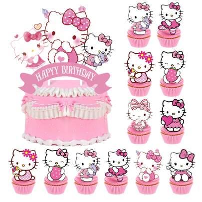 Sanrio Sanrio Hello Kitty Cake Topper,Cupcake Toppers, Hello Kitty Birthday Decorations,Hello Kitty Theme Party Supplies, Hello Kitty Birthday Decorations,Hello Kitty Cake Decorations,Hello Kitty Birthday Party Decorations