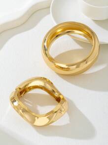 2 pièces Set de bracelets jonc dorés ronds luxueux et , convenant aux femmes, applicable pour soirée, rendez-vous, rassemblement et cadeaux de fête