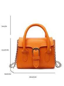 1 Solid Color Metal Buckle Decorated Chain Shoulder Strap, Pu Leather, Handheld Crossbody Dual Function, Magnetic Buckle Closure, Minimalist Style Small Square Bag, Spring And Summer Daily Commuting Light Luxury Items (Suitable For Urban Women)