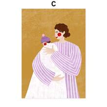 母爱儿童抽象墙面艺术海报印刷品帆布装饰画墙面装饰壁画客厅装饰可选画框 - 彩色 - 查看 28