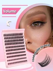 130pcs Fluffy Cluster False Eyelashes, D Curl, Soft & Reusable, Segmented Single Lashes, DIY Cluster Eyelash Extension, 8-16mm Mixed, Natural Thick Individual Lashes, Makeup Tools - 黑色 - 查看 6