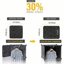 Upgraded Portable Wardrobe 12 Cube Closet With 2 Clothes Hanging Rails, Deeper Cube Clothes Storage Organizer Shelf For Bedroom - Black & White - View 3