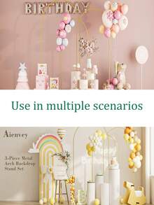 Wedding Birthday Party Arch Background, Metal Arch Background Ceremony Birthday Party Bride Banquet, Anniversary Home Outdoor Decoration Valentine's Day Graduation Season Father's Day Christmas, Holiday Party Decoration Supplies - Gold - View 6