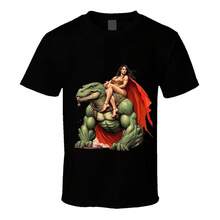 2025- Powerful Asian Warrior With A Long Beard And A Serious Expression, Seated On A Throne Adorned In Ornate Armor Summer Hot-Selling Gender-Neutral T-Shirts - Black - View 1
