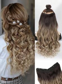 Extensions de cheveux Extensions à clipper en forme de V Extensions de cheveux ondulés Extensions synthétiques en 1 pièce seul morceau avec 5 clips de sécurité Extensions de cheveux à clipser pour usage quotidien des femmes