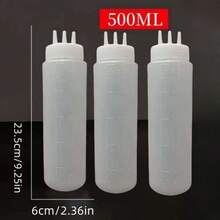 3pcs Kitchen Salad Squeeze Sauce Bottle, Honey Oyster Sauce Seasoning Bottle, Condensed Milk Squeeze Bottle, Three-Hole Seasoning Bottle, With Scale, Transparent Visual Control Leak-Proof Squeeze Sauce Bottle Festival Party Supplies - White - View 18