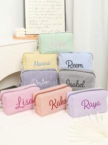 Personalized Name Children's Back To School Baby Bag Storage Bag, Anti-Dirty Travel Bag, Zipper Closure, Diaper Bag Packaging, Toiletries Or Cosmetics Storage Bag Baby Diaper Bag Necessities, School Supplies, Large Capacity Cosmetic Bag, Bridesmaid Bridal Gift, Cosmetic Storage Bag, Lettered Toiletry Bag, Embroidered Cosmetic Bag,School Things For Girls/Boys