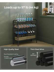 Shoe Rack, 4-Tier Shoe Organizer, Metal Shoe Shelf Storage With 4 Side Hooks, Holds 16 Pairs Of Shoes, Height-Adjustable Shoe Rack For Entryway, Hallway, Closet, Easy Assembly - Black - View 3