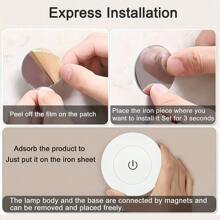 USB Rechargeable Round Magnetic USB Night Light, Touch Control, 3-Color Adjustable, Dimmable, Suitable For Breastfeeding, Diaper Changing, Bedroom, Hallway, Bathroom, Travel