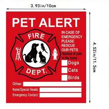 4pcs Pet Warning Stickers - Fire Alarm Rescue Stickers - Waterproof Stickers, To Save Our Cats/Dogs Pets In Fire Emergency, Firefighters Will See The Alert From Windows, Doors Or House To Rescue Our Families - Red - View 3