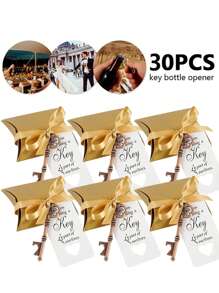 10pcs/20pcs/30pcs/50pcs Metal Vintage Key Shape Beer Bottle Opener Keychain Wedding Favors Gifts, For Engagement, Birthday, Party, Gathering