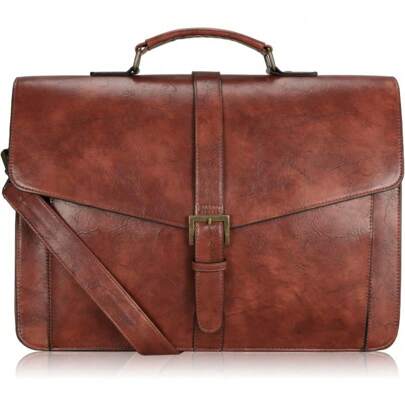 Local Delivery- For Travel Office Business 15.6 Inch Laptop Messenger Bag Brown  Men'S Leather Briefcase