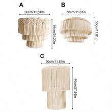 1 件波西米亚风 Macrame 编织挂毯灯罩北欧吊灯罩适用于天花板吊灯家居卧室吊灯装饰（仅包含灯罩，不包括电源配件） - 米色 - 查看 7